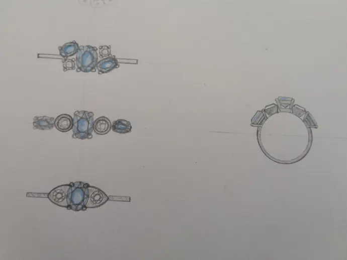 Dessins de bijoux avant maquette