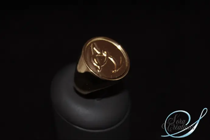 Chevalière homme en or jaune avec initiales en or