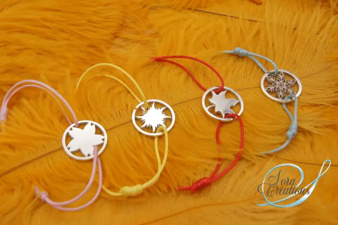 Bracelets tout argent 4 saisons motifs fleur, feuille, flocon ou soleil